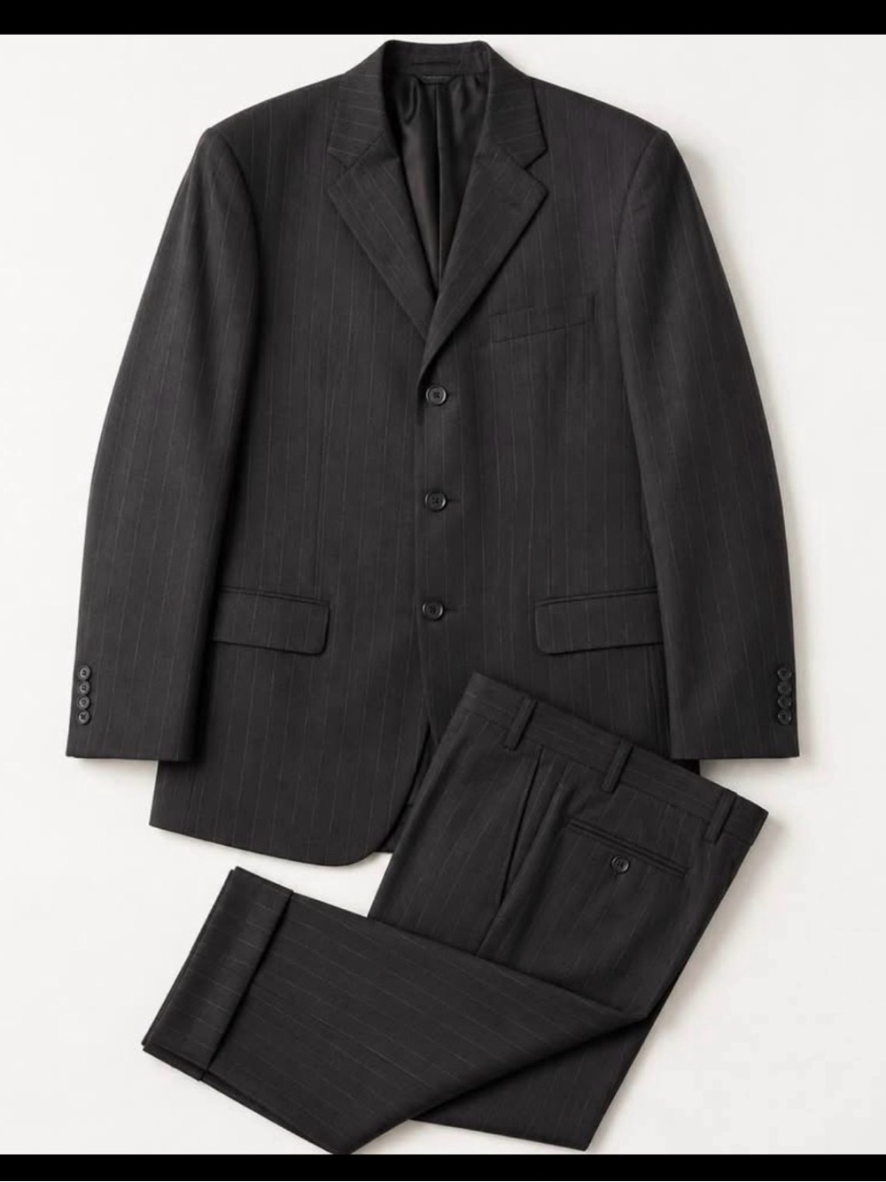 Men's Black Pinstripe Two-Piece Suit - Classic Tailored Set